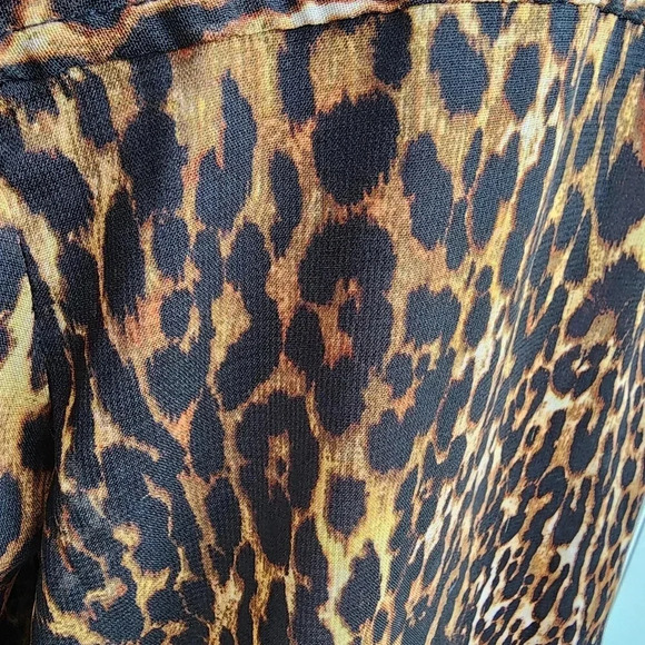 Live 4 Truth Women’s Brown Leopard Coverup Transparent Buttons Dress Sz L - Picture 8 of 12